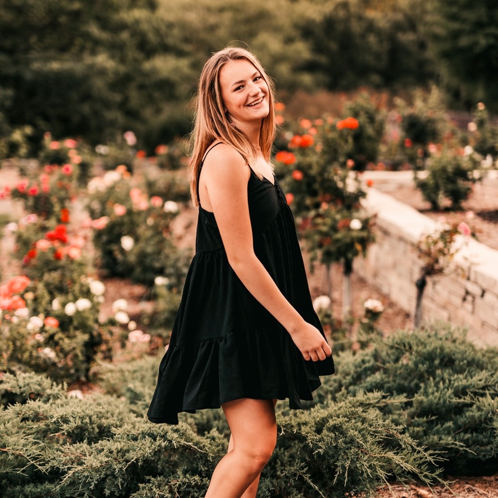 Urban Outfitters Flowy Tiered Black Dress - Picture 2 of 5